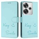 For Xiaomi Poco F6 5G Smile Embossing RFID Leather Phone Case(Mint Green) - 3