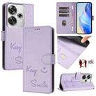 For Xiaomi Poco F6 5G Smile Embossing RFID Leather Phone Case(Light Purple) - 1