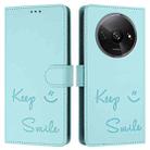 For Xiaomi Poco C61 Smile Embossing RFID Leather Phone Case(Mint Green) - 3