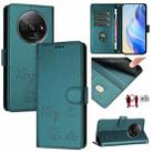 For Xiaomi Poco C61 Smile Embossing RFID Leather Phone Case(Peacock Green) - 1