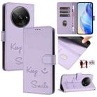 For Xiaomi Poco C61 Smile Embossing RFID Leather Phone Case(Light Purple) - 1