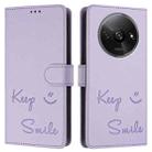 For Xiaomi Poco C61 Smile Embossing RFID Leather Phone Case(Light Purple) - 3