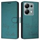 For Xiaomi Poco M6 Pro 4G Smile Embossing RFID Leather Phone Case(Peacock Green) - 3
