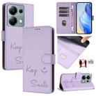 For Xiaomi Poco M6 Pro 4G Smile Embossing RFID Leather Phone Case(Light Purple) - 1