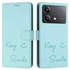 For Xiaomi Poco X6 Neo Smile Embossing RFID Leather Phone Case(Mint Green) - 3