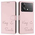 For Xiaomi Poco X6 Neo Smile Embossing RFID Leather Phone Case(Pink) - 3