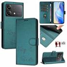 For Xiaomi Poco X6 Neo Smile Embossing RFID Leather Phone Case(Peacock Green) - 1