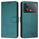 For Xiaomi Poco X6 Neo Smile Embossing RFID Leather Phone Case(Peacock Green) - 3
