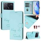 For Xiaomi Poco X6 Pro / Redmi K70E Smile Embossing RFID Leather Phone Case(Mint Green) - 1