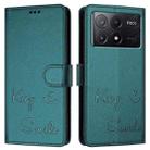 For Xiaomi Poco X6 Pro / Redmi K70E Smile Embossing RFID Leather Phone Case(Peacock Green) - 3