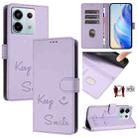 For Xiaomi Poco X6 Smile Embossing RFID Leather Phone Case(Light Purple) - 1