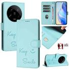 For Xiaomi 14 Ultra Smile Embossing RFID Leather Phone Case(Mint Green) - 1