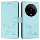 For Xiaomi 14 Ultra Smile Embossing RFID Leather Phone Case(Mint Green) - 3