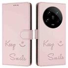 For Xiaomi 14 Ultra Smile Embossing RFID Leather Phone Case(Pink) - 3