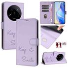 For Xiaomi 14 Ultra Smile Embossing RFID Leather Phone Case(Light Purple) - 1