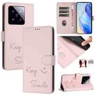 For Xiaomi 14 Pro Smile Embossing RFID Leather Phone Case(Pink) - 1