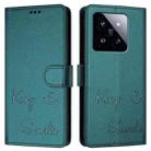 For Xiaomi 14 Pro Smile Embossing RFID Leather Phone Case(Peacock Green) - 3