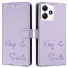 For Xiaomi Poco M6 Pro 5G Smile Embossing RFID Leather Phone Case(Light Purple) - 3