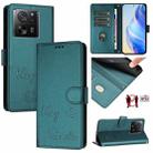 For Xiaomi 13T / 13T Pro Smile Embossing RFID Leather Phone Case(Peacock Green) - 1