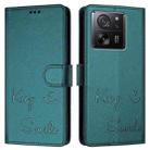 For Xiaomi 13T / 13T Pro Smile Embossing RFID Leather Phone Case(Peacock Green) - 3