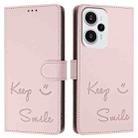 For Xiaomi Poco F5 Smile Embossing RFID Leather Phone Case(Pink) - 3