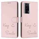 For Xiaomi Poco F5 Pro Smile Embossing RFID Leather Phone Case(Pink) - 3