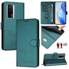 For Xiaomi Poco F5 Pro Smile Embossing RFID Leather Phone Case(Peacock Green) - 1