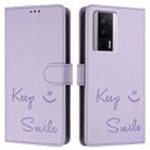 For Xiaomi Poco F5 Pro Smile Embossing RFID Leather Phone Case(Light Purple) - 3