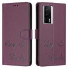 For Xiaomi Poco F5 Pro Smile Embossing RFID Leather Phone Case(Violet) - 3