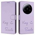 For Xiaomi 13 Ultra Smile Embossing RFID Leather Phone Case(Light Purple) - 3