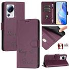 For Xiaomi 13 Lite / Civi 2 Smile Embossing RFID Leather Phone Case(Violet) - 1