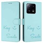 For Xiaomi 13 Pro Smile Embossing RFID Leather Phone Case(Mint Green) - 3