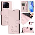 For Xiaomi 13 Pro Smile Embossing RFID Leather Phone Case(Pink) - 1