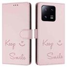 For Xiaomi 13 Pro Smile Embossing RFID Leather Phone Case(Pink) - 3