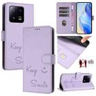 For Xiaomi 13 Pro Smile Embossing RFID Leather Phone Case(Light Purple) - 1