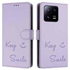 For Xiaomi 13 Pro Smile Embossing RFID Leather Phone Case(Light Purple) - 3