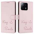 For Xiaomi 13 Smile Embossing RFID Leather Phone Case(Pink) - 3