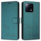 For Xiaomi 13 Smile Embossing RFID Leather Phone Case(Peacock Green) - 3