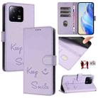 For Xiaomi 13 Smile Embossing RFID Leather Phone Case(Light Purple) - 1