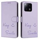 For Xiaomi 13 Smile Embossing RFID Leather Phone Case(Light Purple) - 3