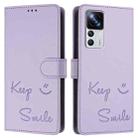 For Xiaomi 12T / 12T Pro Smile Embossing RFID Leather Phone Case(Light Purple) - 3