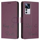 For Xiaomi 12T / 12T Pro Smile Embossing RFID Leather Phone Case(Violet) - 3