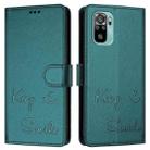 For Xiaomi Poco M5s Smile Embossing RFID Leather Phone Case(Peacock Green) - 3