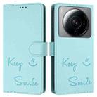 For Xiaomi 12S Ultra Smile Embossing RFID Leather Phone Case(Mint Green) - 3