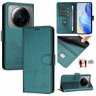 For Xiaomi 12S Ultra Smile Embossing RFID Leather Phone Case(Peacock Green) - 1