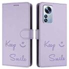 For Xiaomi 12 Pro / 12S Pro Smile Embossing RFID Leather Phone Case(Light Purple) - 3