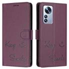 For Xiaomi 12 Pro / 12S Pro Smile Embossing RFID Leather Phone Case(Violet) - 3