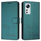 For Xiaomi 12 / 12X / 12S Smile Embossing RFID Leather Phone Case(Peacock Green) - 3