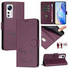 For Xiaomi 12 / 12X / 12S Smile Embossing RFID Leather Phone Case(Violet) - 1