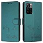 For Xiaomi Poco X4 NFC Smile Embossing RFID Leather Phone Case(Peacock Green) - 3